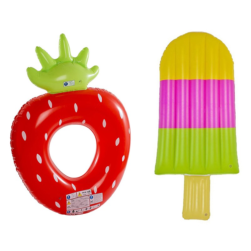Inflatable Kid Adult Giant Strawberry Popsicle Float Swimming Pool Ring ...