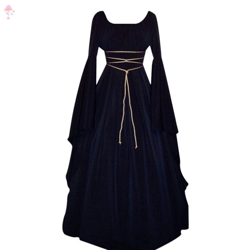 LC support COD Women Vintage Style Medieval Maxi Dress Lace Up Gothic ...