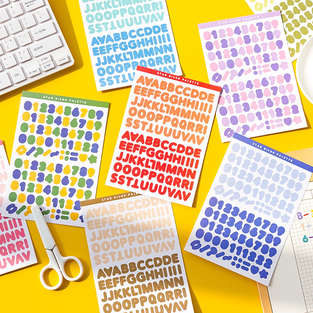6 Sheets Alphabet Stickers Self Adhesive Letter Sticker Diary