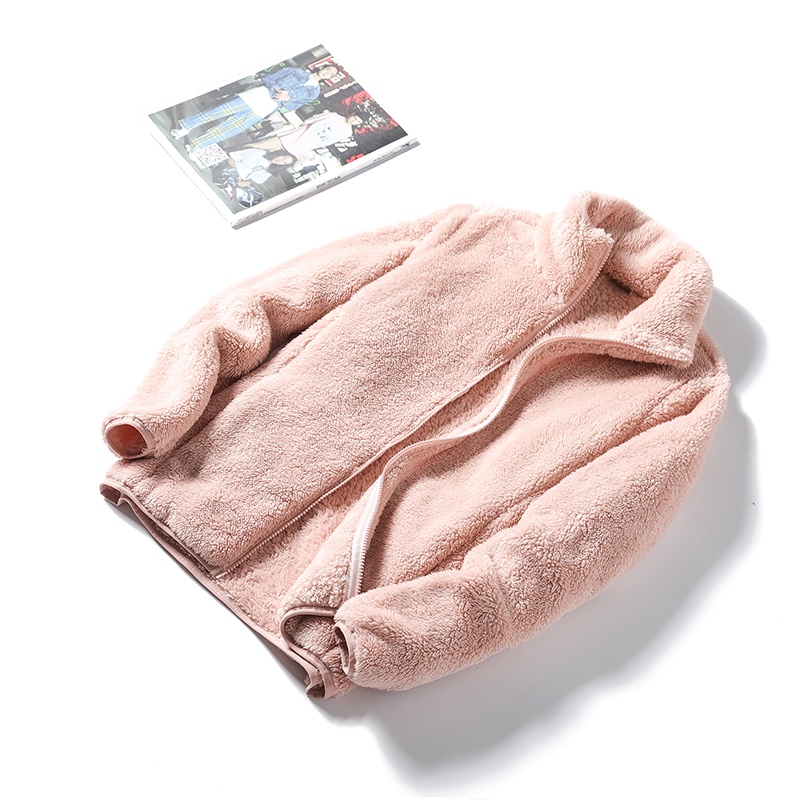 Oversized Fuzzy Fleece Cardigans For Women Full Zip Up Stand