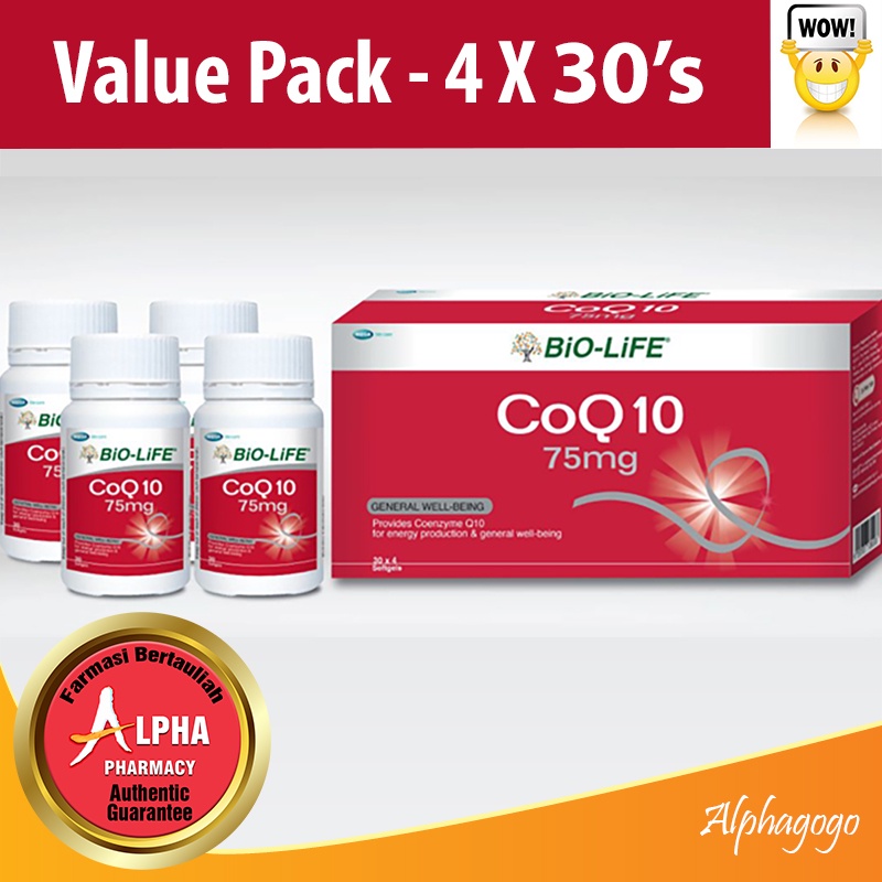 Bio-Life CoQ10 75mg (30 capsules / 4 x 30 capsules) Exp: 03/2025 ...