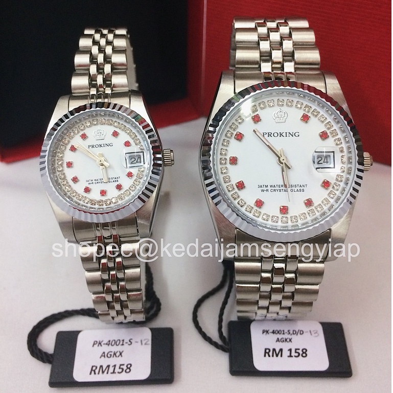 100 Original PROKING Men Women Couple Set Watch Classic Quartz Analog Stainless Steel Watch