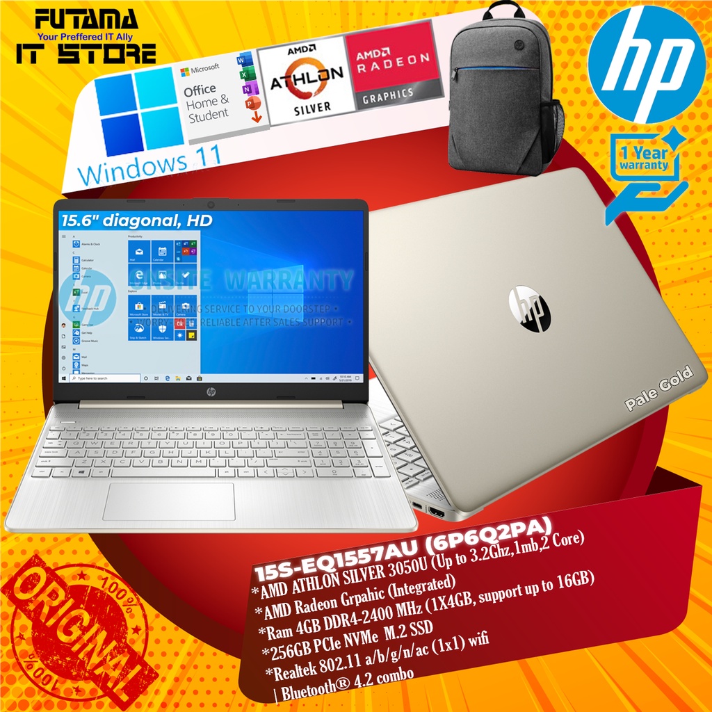 Laptop Hp 15s Eq1557aupale Gold Eq1558ausilver Amd Athlon Silver 3050u4gb256gb Ssduma 2460