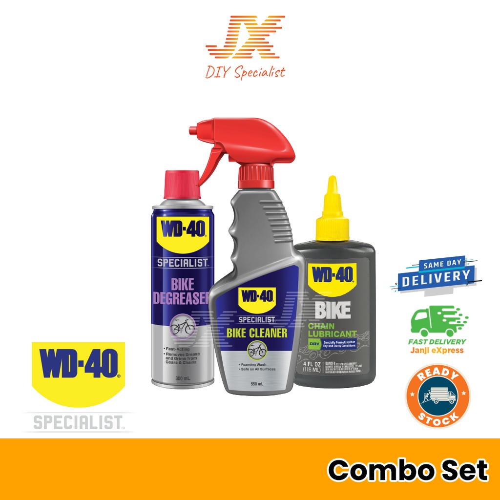 WD40 Specialist Bike Cleaner 550ml + Dry Chain Lube + Bike Degreaser