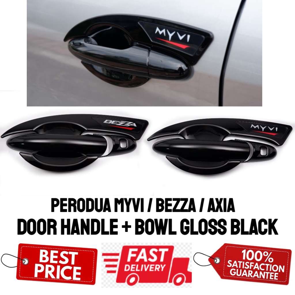 Perodua Myvi / Bezza / Axia door handle + bowl cover (JET BLACK / GLOSS