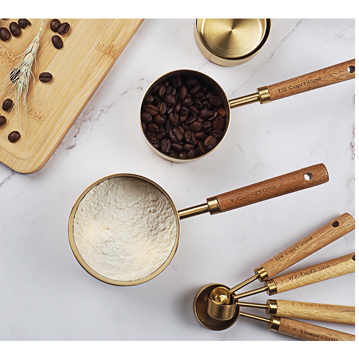 Ready Stock Stainless Steel Kitchen Measuring Cup Spoon ( Gold / Rose ...