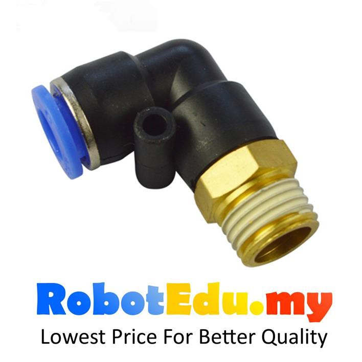 PL6 Series L Shaped Pneumatic Fitting , Male Thread Angle 6mm