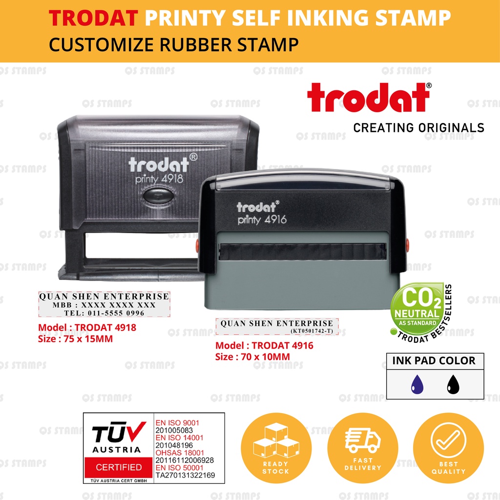 Trodat Self Inking Stamp Customized Rubber Stamp / [Trodat Printy