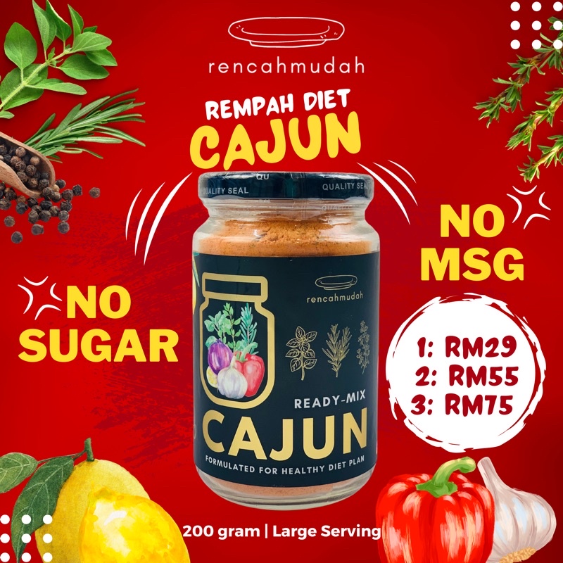 REMPAH PERAP HEALTHY DIET KETO CAJUN HALAL 200g NO MSG NO SUGAR Shopee Malaysia