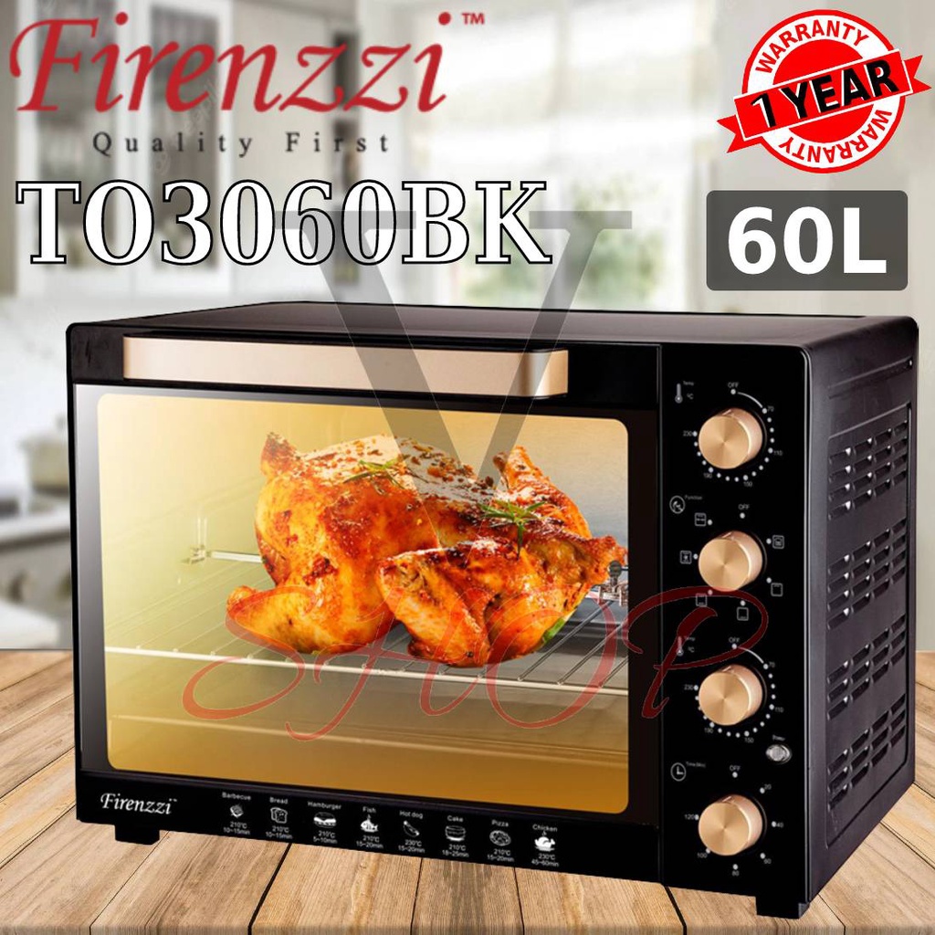 FIRENZZI 60L ELECTRIC OVEN WITH ROTISSERIE TO3060BK // 60L