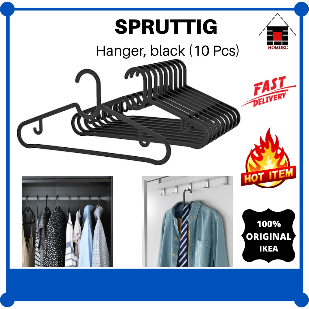 IKEA SPRUTTIG Hanger, black, 10 pieces I Penyangkut, hitam