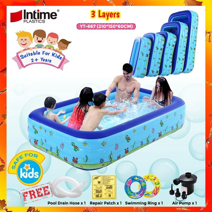 INTIME 2.1M (YT-667) Inflatable Family Swimming Pool 3 Layer Extra ...
