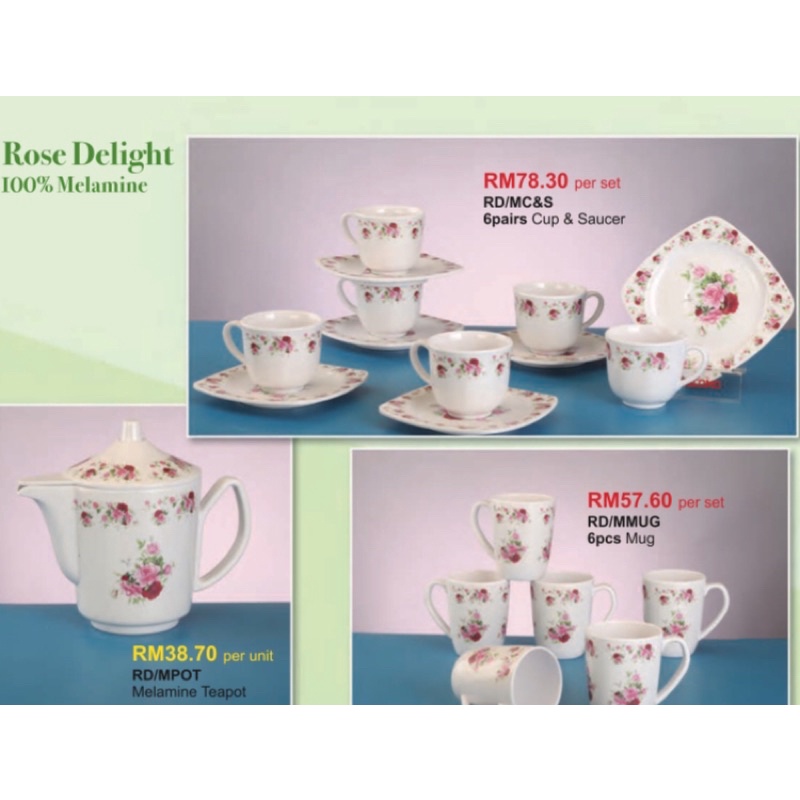 Set cawan Teapot Melamine Rose Delight Excelsa Shopee Malaysia