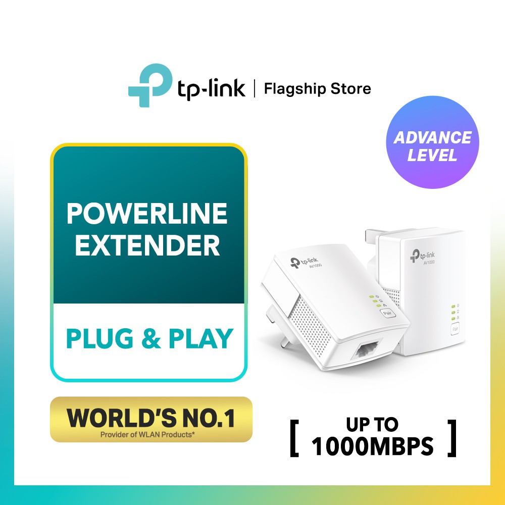 TPLink AV2/AV1000 Gigabit LAN Powerline Network Adapters Starter Kit 2 Units TLPA7017