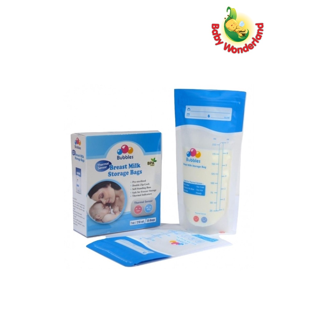Bubbles Thermal Sensor Double Ziplock Breastmilk Bags 7oz (25pcs) Shopee Malaysia