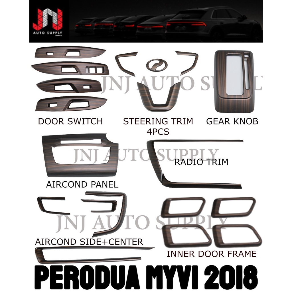 (wood) Myvi2018-2022Interior Steering Aircond Radio Dashboard Trim Oil ...