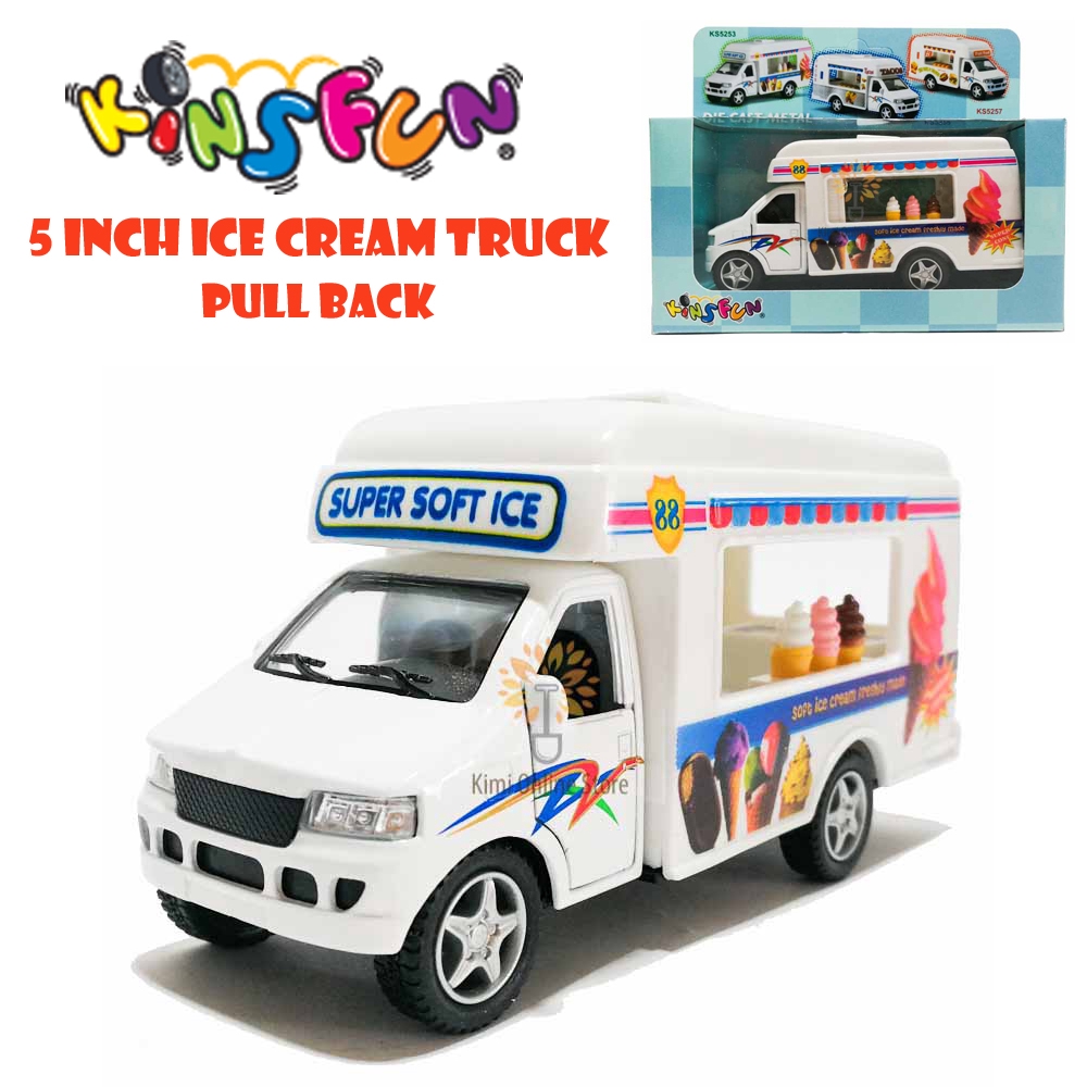 Kinsfun 5 Inch Die-cast Ice Cream Truck Model With Box Collection Pull 