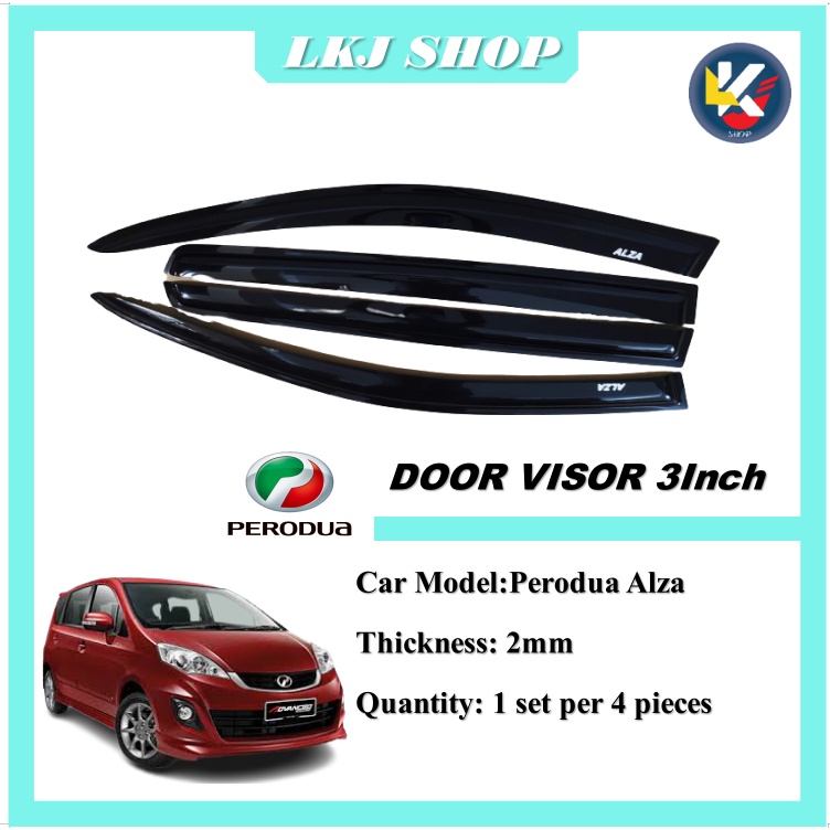 Perodua Alza 2009-2021 Door Visor 3inch Air Press Window Wind Deflector ...