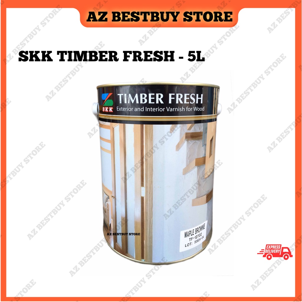 5L SKK Timber Fresh Wood Varnish Wood Stain Syelek Kayu Berkilat Cat