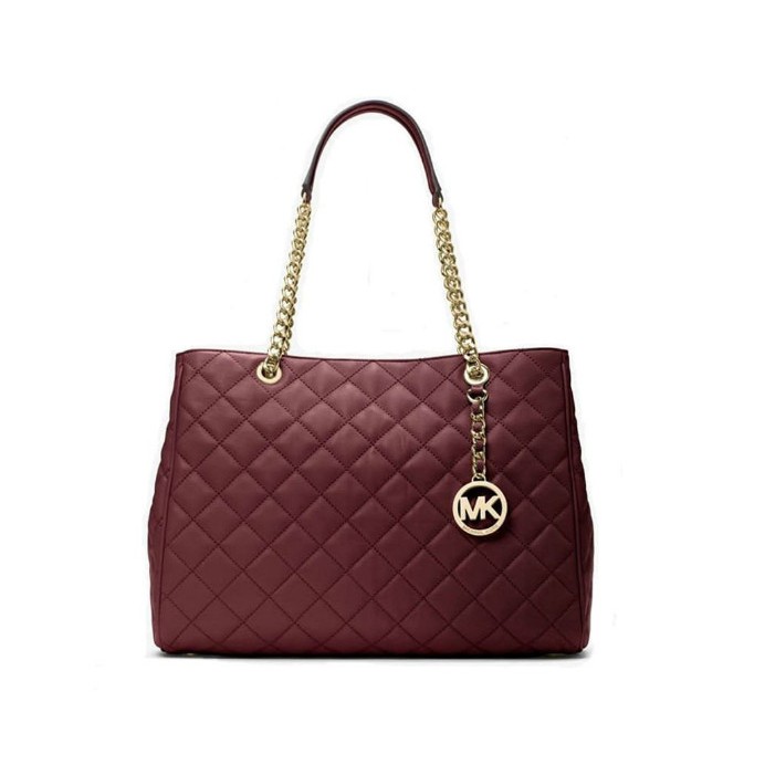 Michael Kors Susannah Large Tote Quilted Leather MERLOT Shopee Malaysia