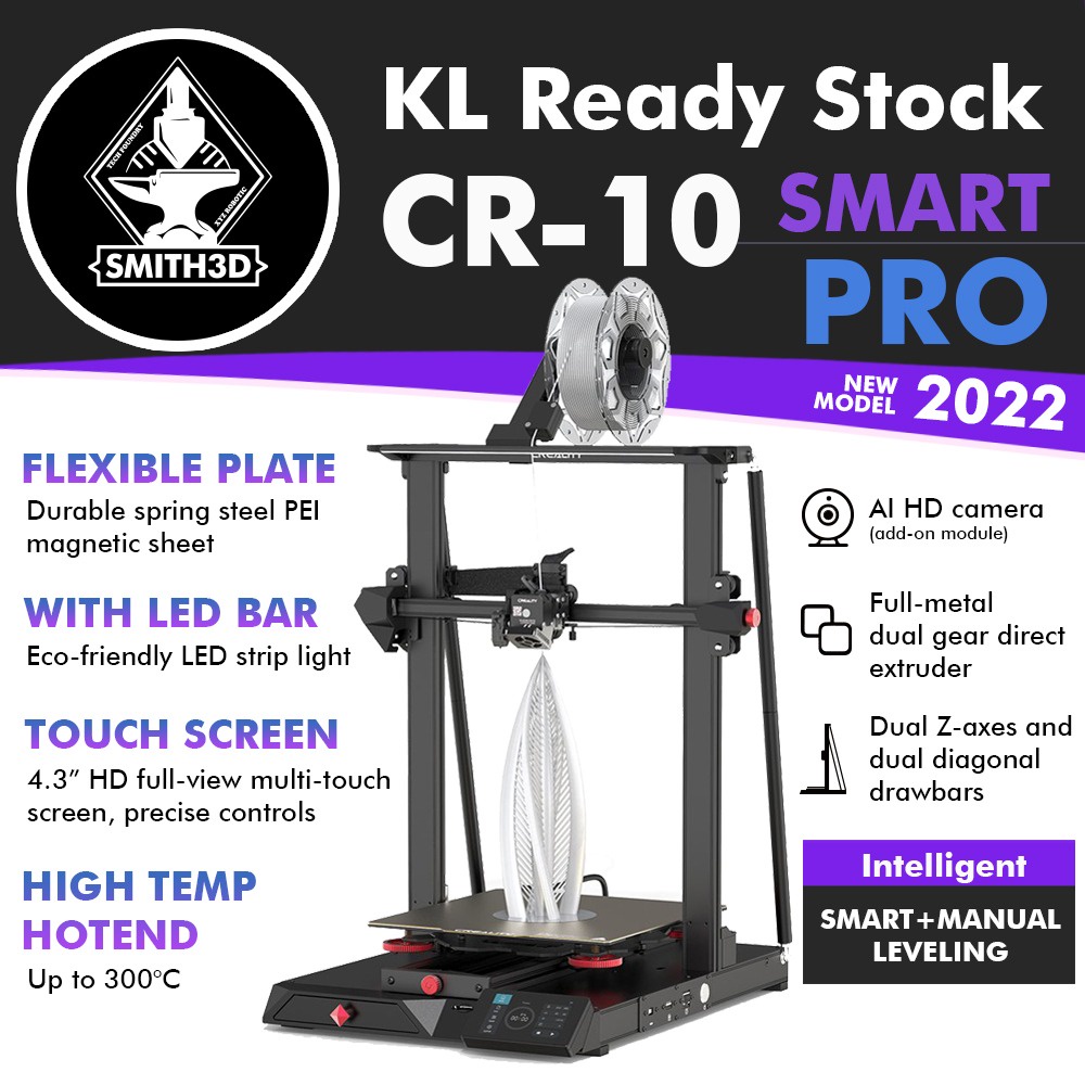 Creality CR-10 Smart Pro 3D Printer Wifi 300C High Temp 300x300x400mm ...