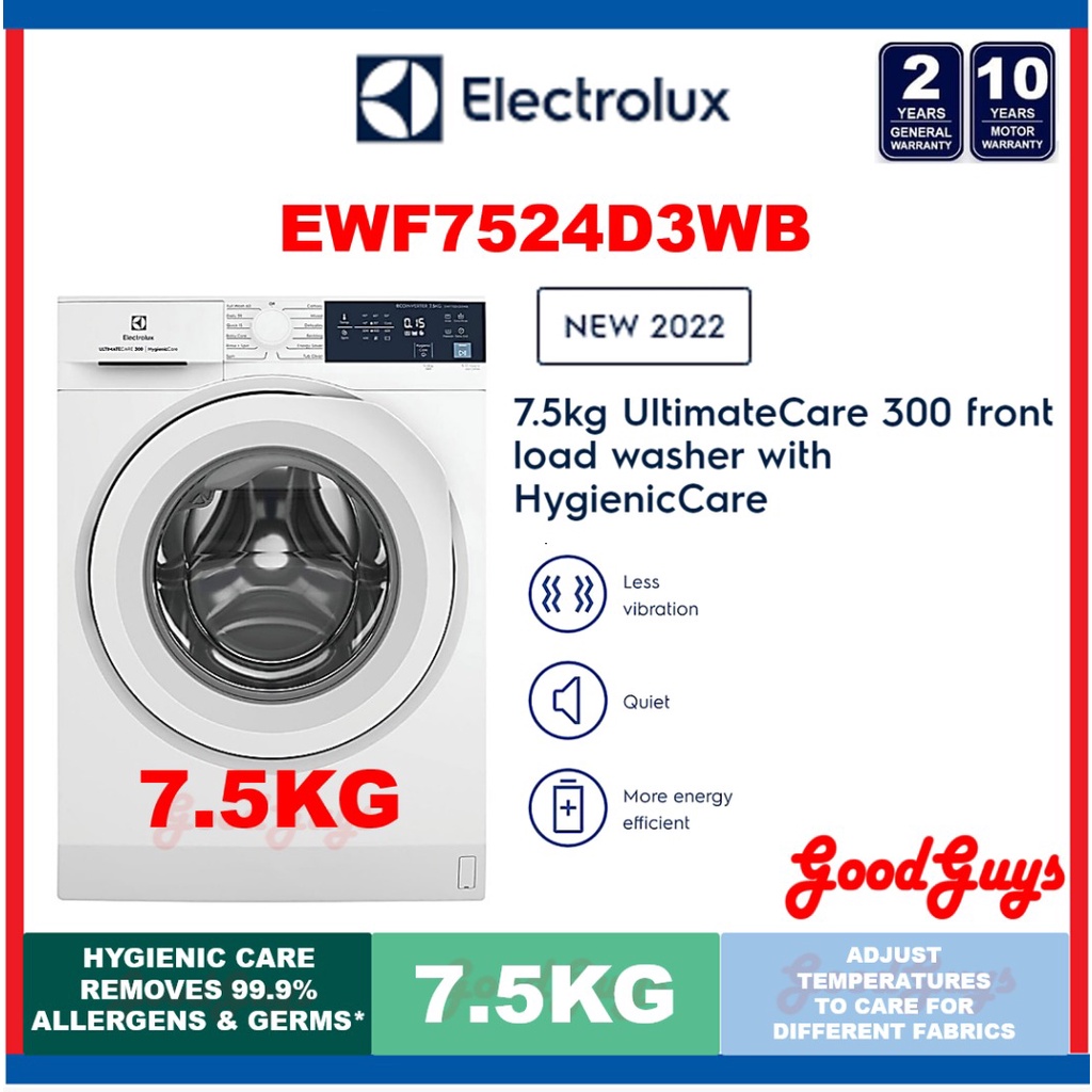 Electrolux Ewf7524d3wb 7.5kg Front Load Washer With Hygieniccare 