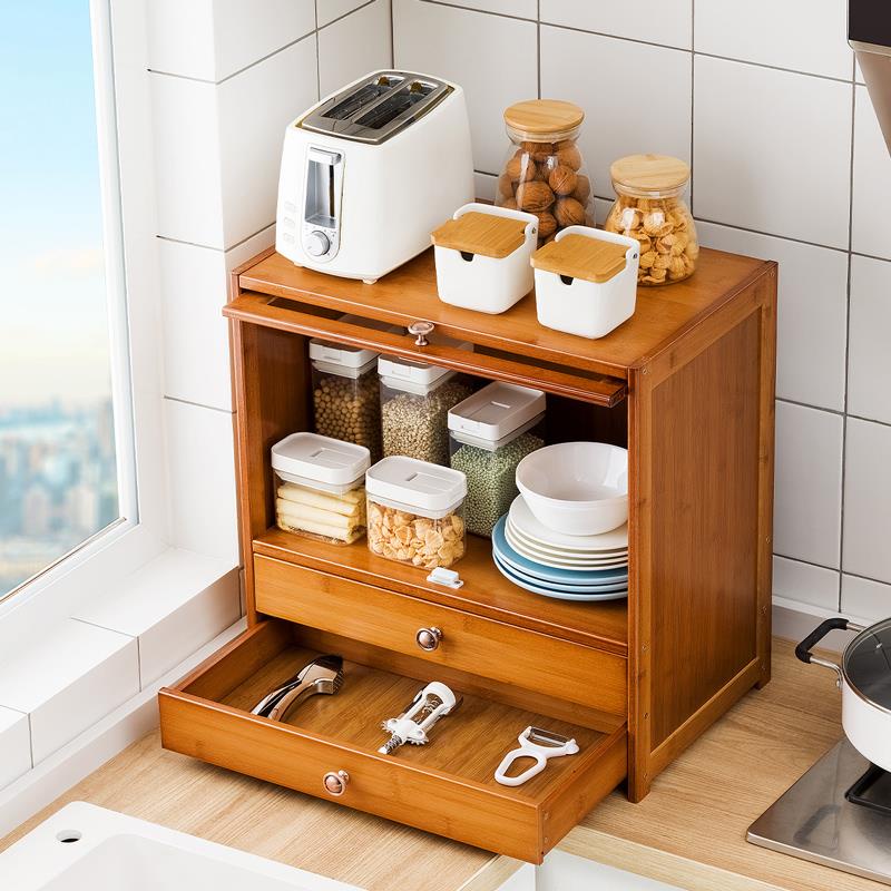 Kitchen rack with door storage cabinet dishes seasoning tableware ...