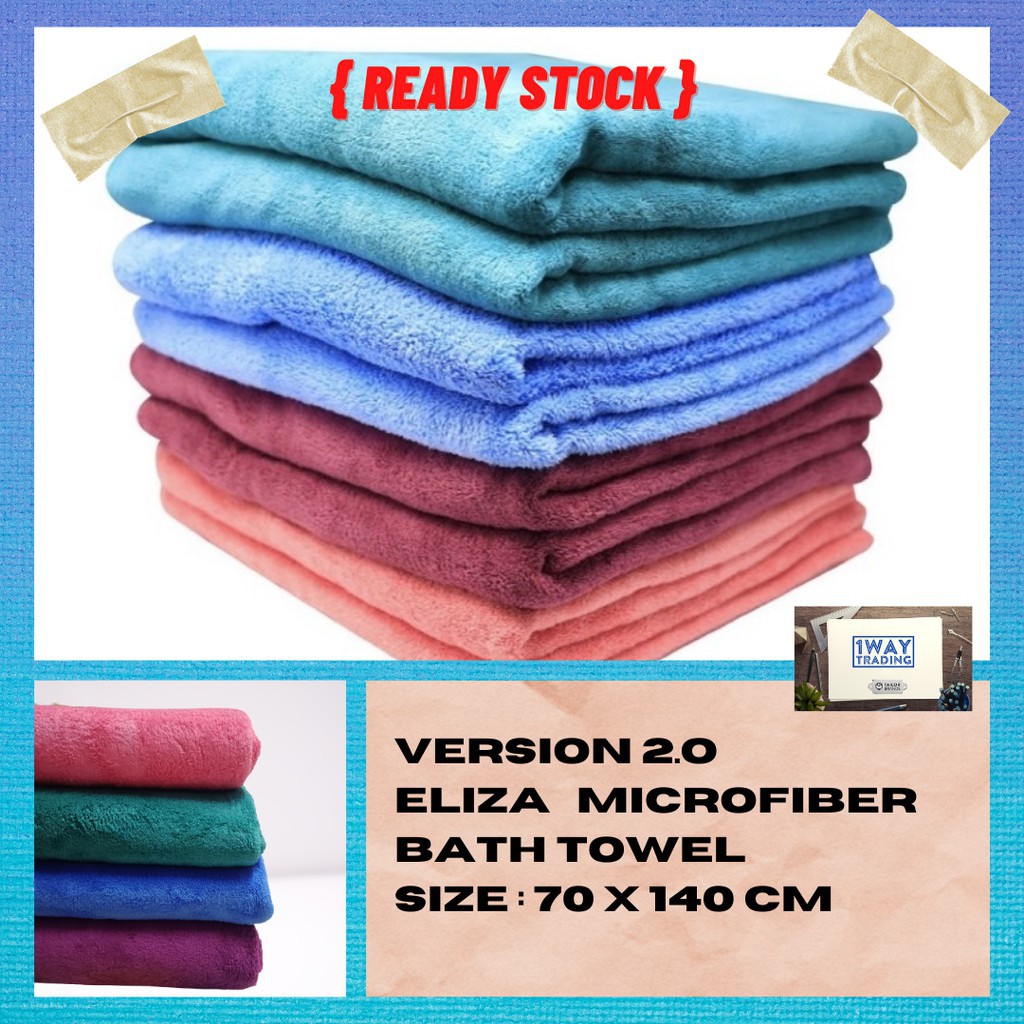 Ready stock towel Ready Stock Version 2.0 Eliza Microfiber Bath Towel 70cm x 140cm Shopee Malaysia