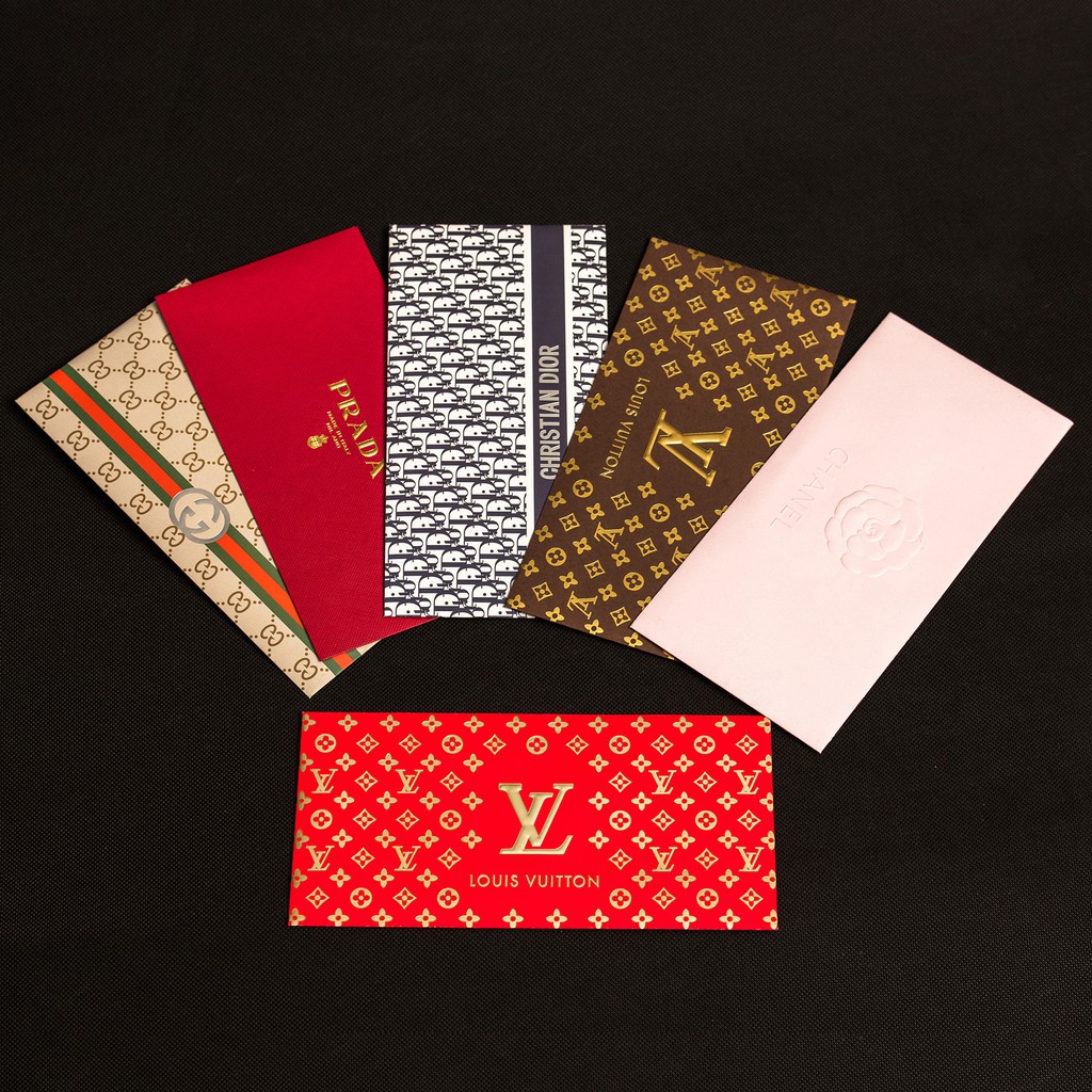 VIRAL 10 PCS CNY 2022 Red Packet Angbao Chinese New Year BRANDED Bag ANGPOW  LV Gucci Dior Prada 新年虎年精致烫金红包封大牌名牌~AMS