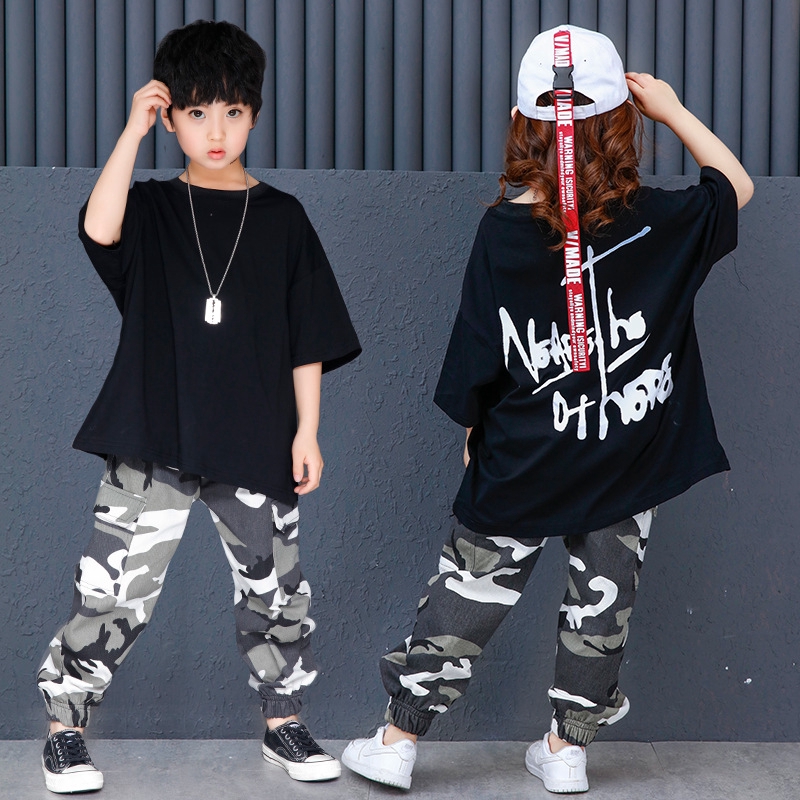 boys girls street dance costumes camouflage children hip hop clothing Shopee Malaysia