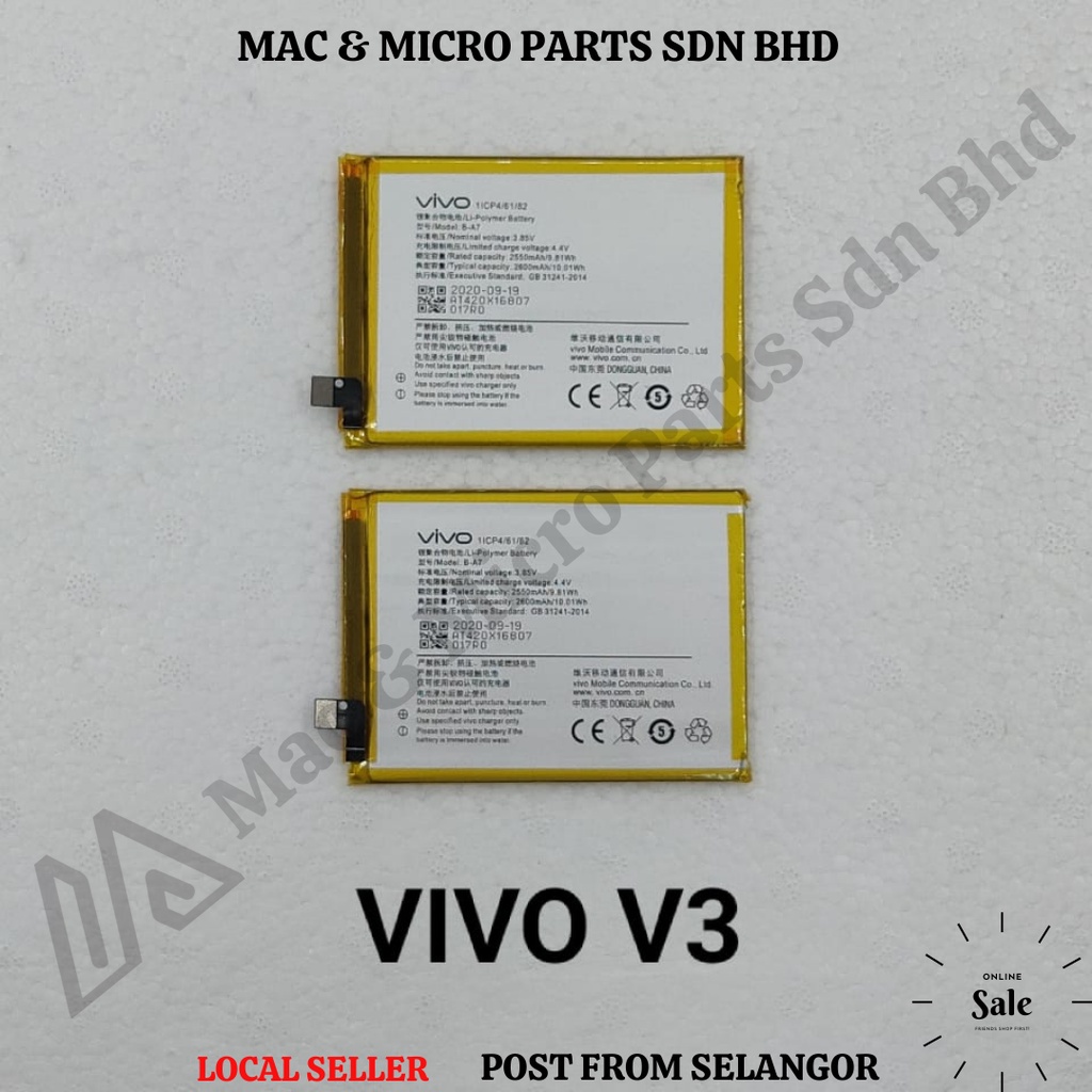 VIVO V3 BATTERY MODEL BA7 (2600mAh) Shopee Malaysia