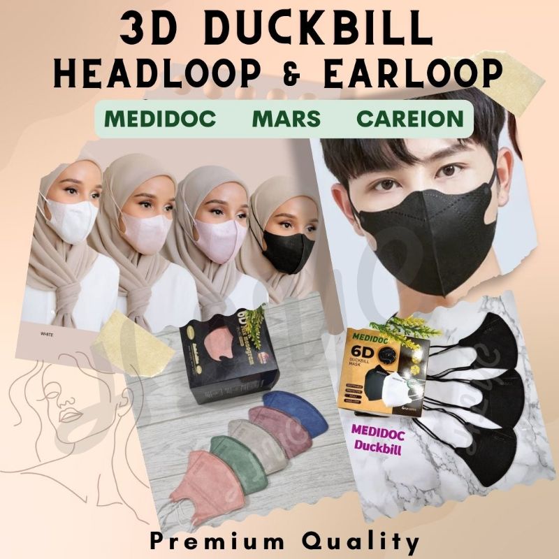 MEDIDOC MARS CAREION Earloop Headloop Duckbill Hijab Mask Monogram ...