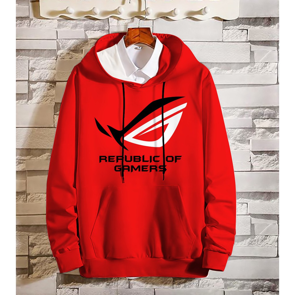 Men s Hoodie Men s Hoodie Men s Jacket ROG Hoodie Sweater Republic of Gamers Fleece Material UK L XL Shopee Malaysia