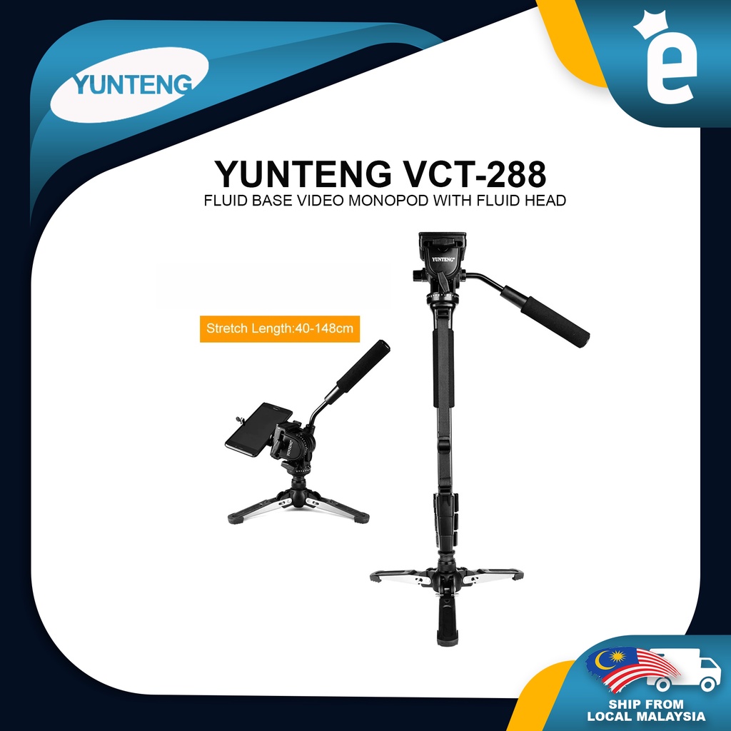 Yunteng VCT288 Fluid Base Video Monopod with Fluid Head Shopee Malaysia
