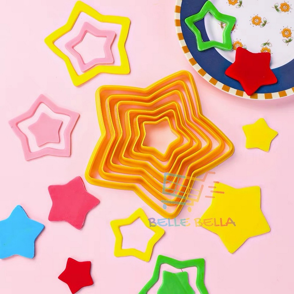 6PCS SHAPE COOKIES CUTTER PLASTIC BISCUIT MOULD DOUGH SHAPER FONDANT