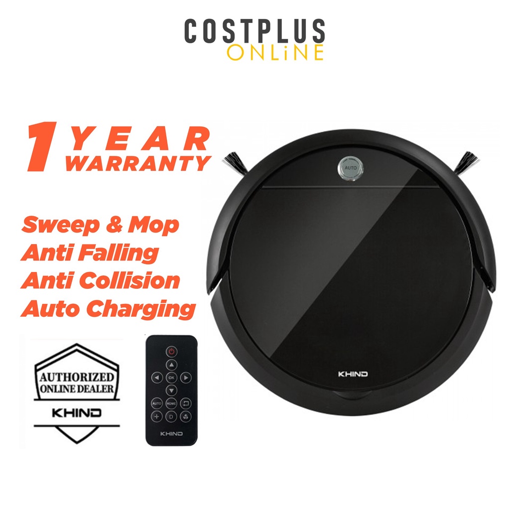 Khind Robotic Vacuum Cleaner Mop Robot Vacuum with Self Charging Anti