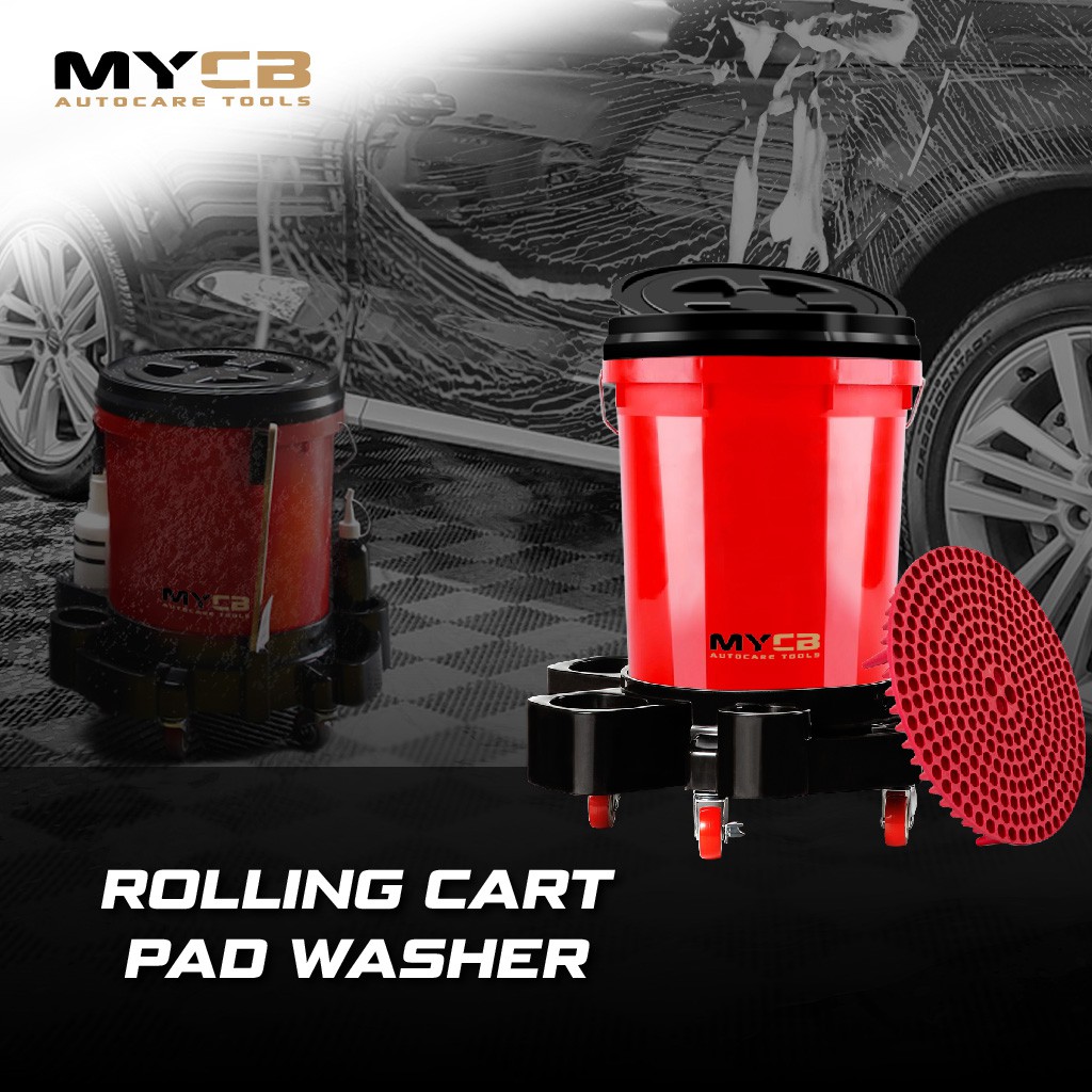 MYCB Rolling Cart Polishing Pad Washer Universal Extra Storage Trays