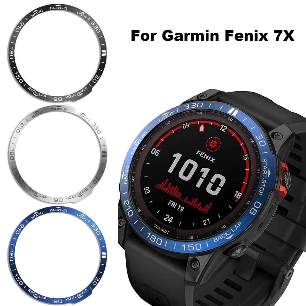 Roestvrij stalen horloge Bezel Styling voor Garmin Fenix 7X Bezel Ring, Anti Scratch & Collision Protection Bezel Loop (zwart