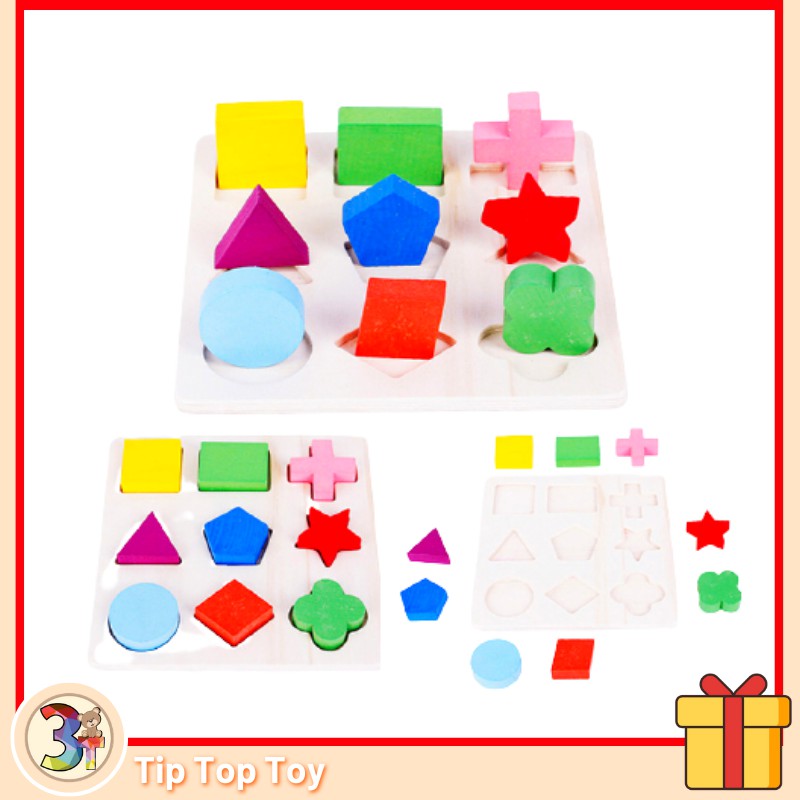 Kids Wooden Shape Geometry Educational Block Puzzle Montessori Early ...