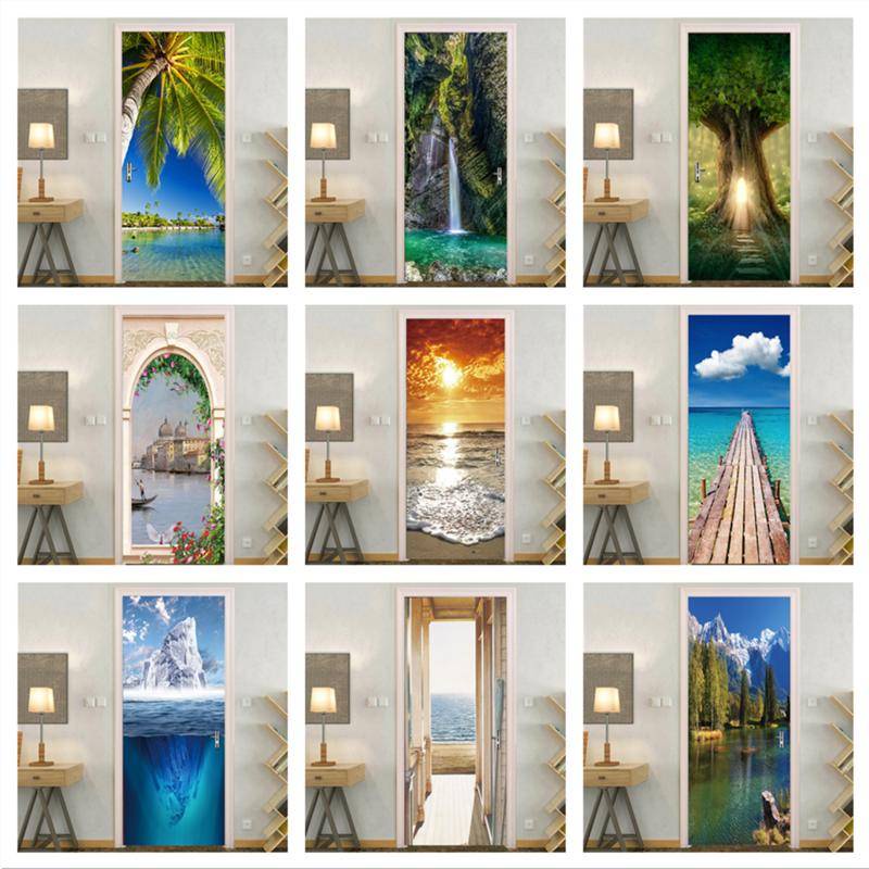Nature Landscape Door Sticker Self Adhesive Vinyl Waterproof Wallpaper ...
