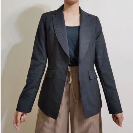 Ladies Black Grey Blazer Jacket (S-M) | Shopee Malaysia