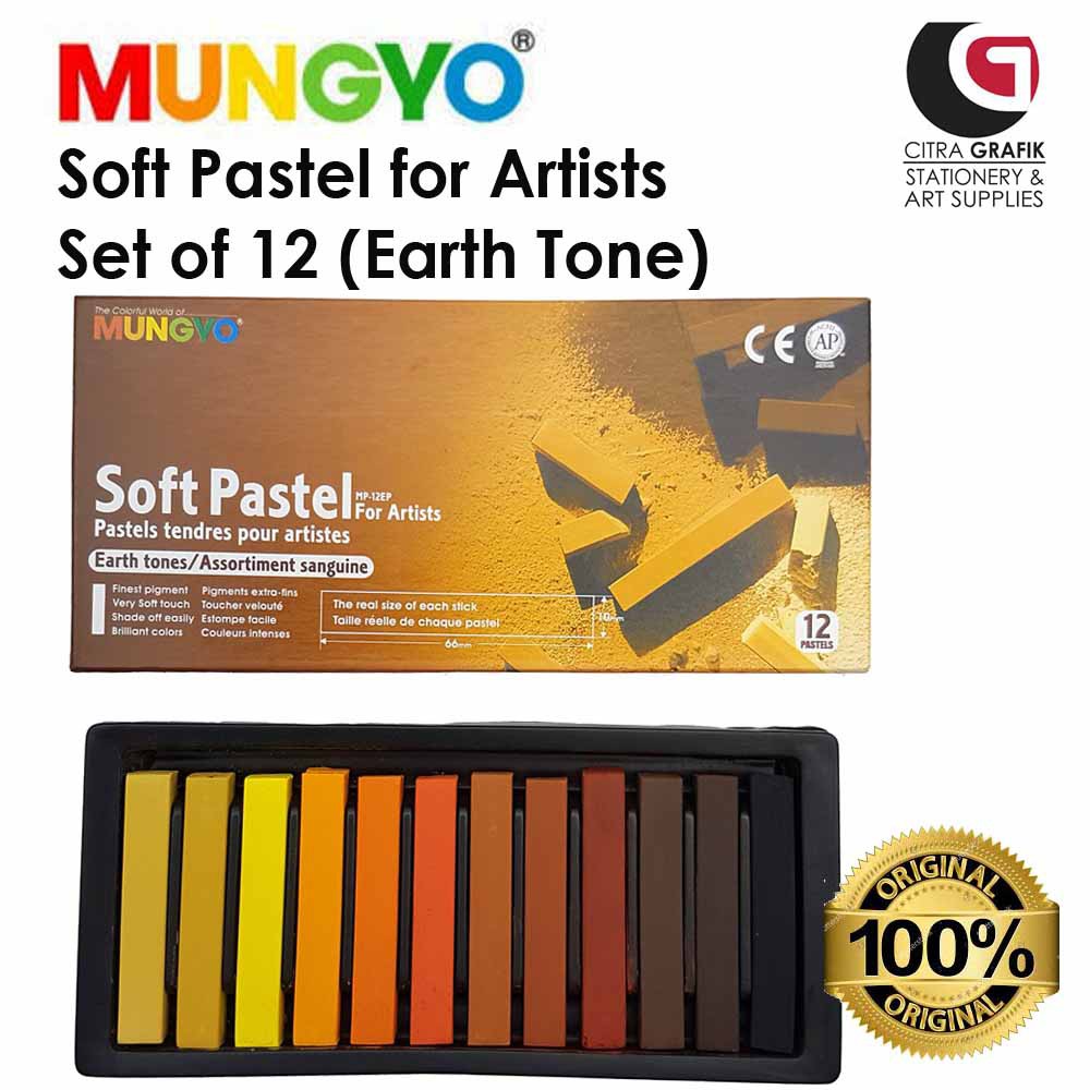 Soft Pastel for Artists brand Mungyo Set of 12 (Earth Tone)