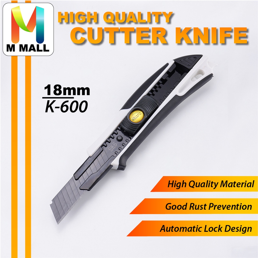 M MALL K-600 HEAVY DUTY 18MM CUTTER KNIFE Industrial Utility BOLEMA ...