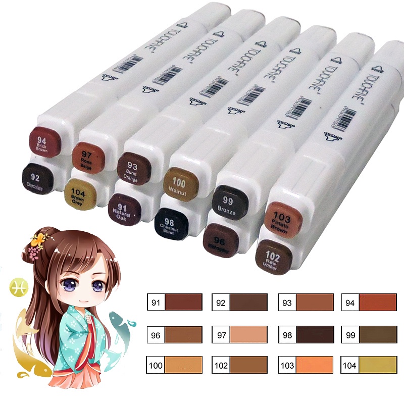 Touchfive 12Colors Sketch Art Marker Twin Tip Manga Animation Design ...