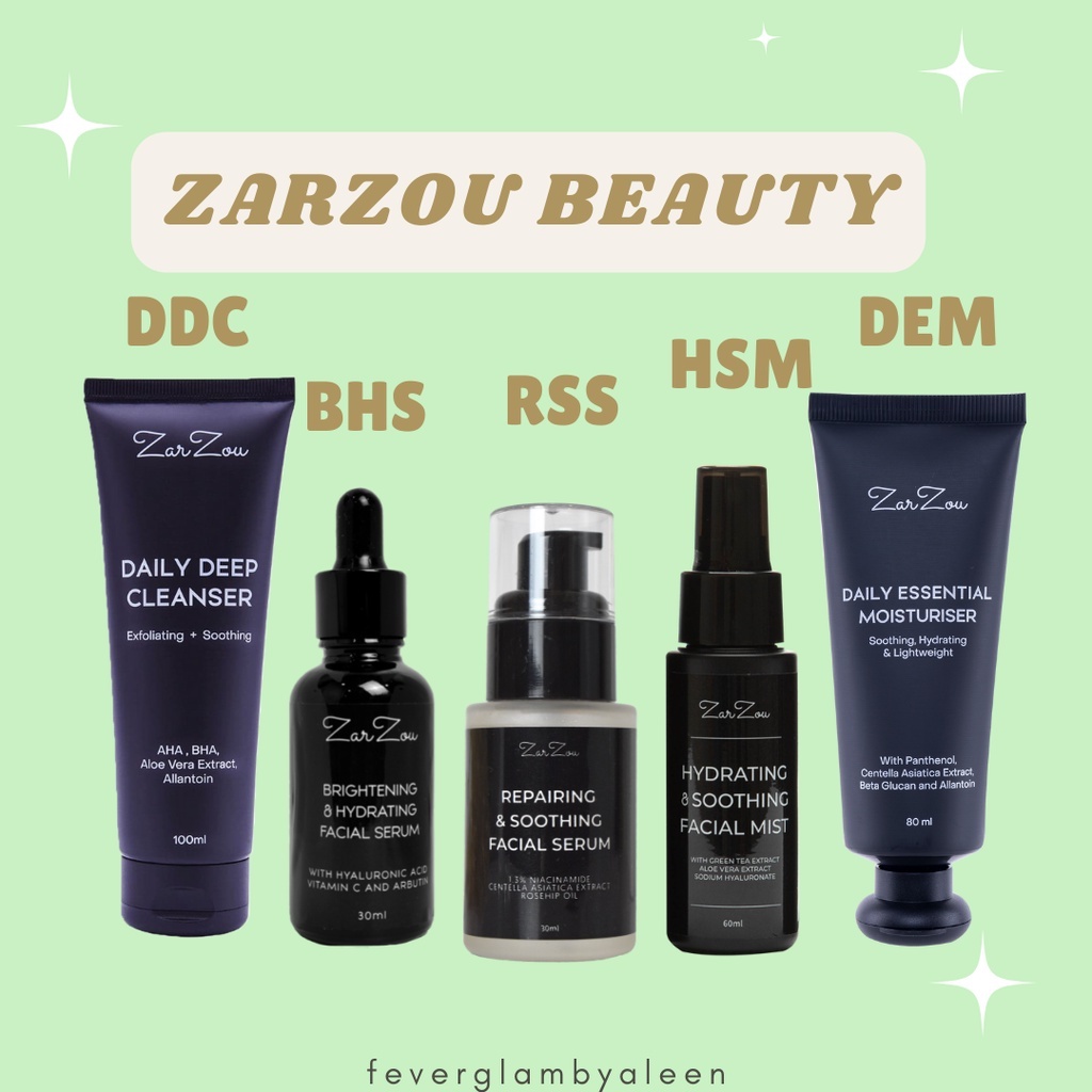 ZARZOU BEAUTY BHS, RSS (SERUM), HSM(FACIAL MIST), DDC(CLEANSER), DEM