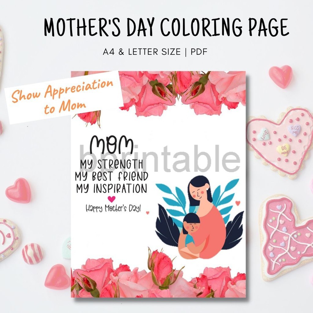 [PDF] Buku Warna Mother's Day Colouring Book, Mother's Day Gift from