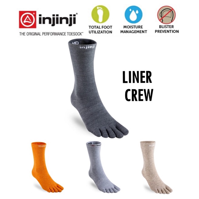 Injinji Liner Long Crew ToeSocks/Five Finger Socks - Running Gym Exercise  Cycling Workout Sports Socks五指袜 ❌NO BLISTER