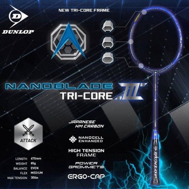 [100 Authentic] Dunlop NanoBlade TriCore III (Second Hand) Badminton Racquet Badminton Racket