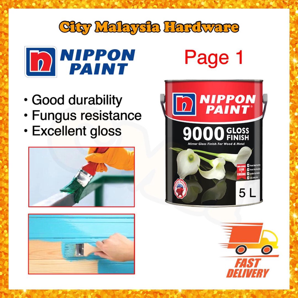 5Lts Nippon Paint N9000 High Gloss Wood paint Metal paint Exterior