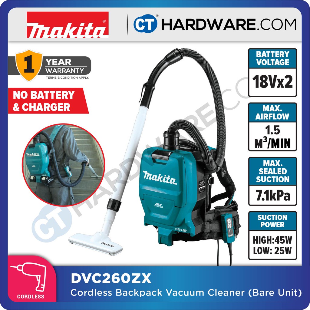 MAKITA DVC260Z / DVC260ZX CORDLESS BACKPACK VACUUM CLEANER WITHOUT